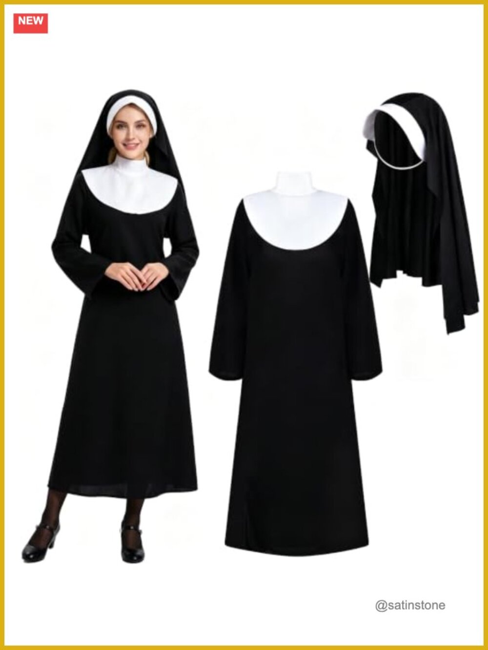Nun Costume Women Halloween Cosplay Dress Up Outfit